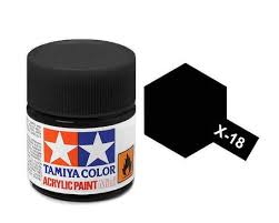 TAMIYA X-18 Black Semi-Gloss Mini Acrylic 10ml - 81518