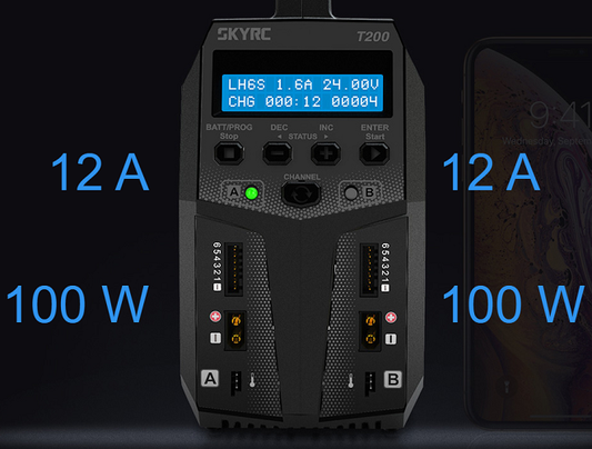 SKYRC T200 1-6S Lipo/ Nimh 100W 12A Dual Battery Charger AC/DC - SK-100155