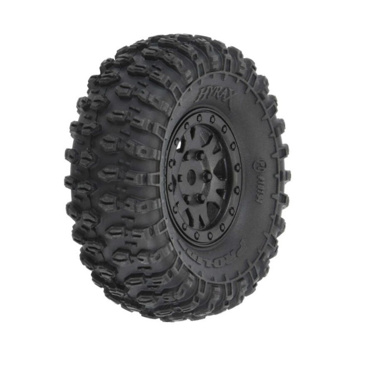 PROLINE 1:24 Hyrax Fr/Rr 1in Tyres on Black Impulse Wheels 7mm 4pcs - PRO1019410
