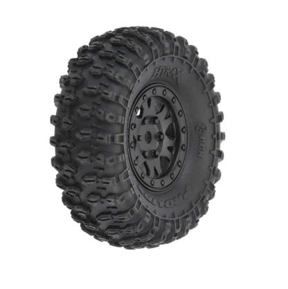 PROLINE 1:24 Hyrax Fr/Rr 1in Tyres on Black Impulse Wheels 7mm 4pcs - PRO1019410