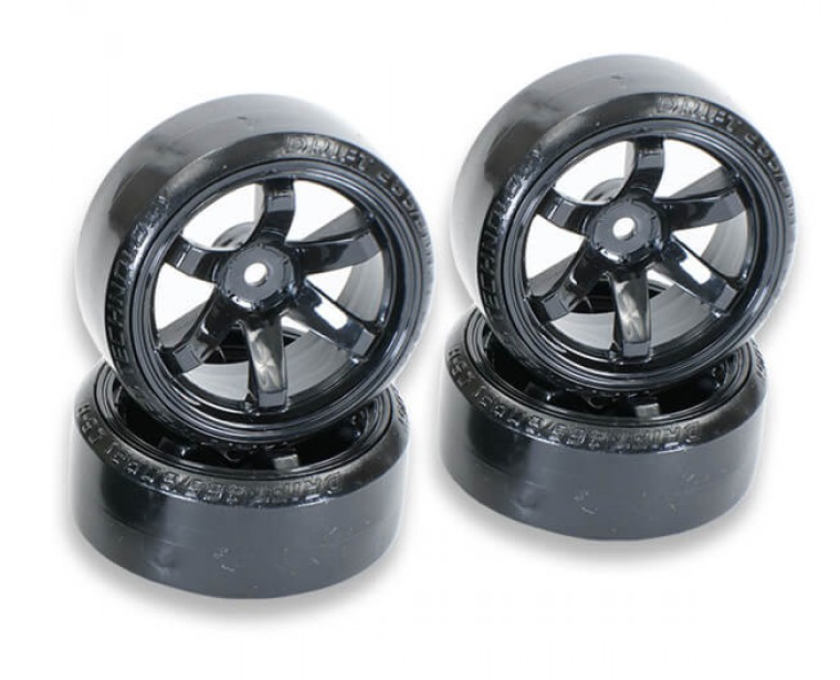 RIVERHOBBY Drift Tyres on Black 6-Spoke Wheels 4pcs FTX-6599 - RH-10489 ...
