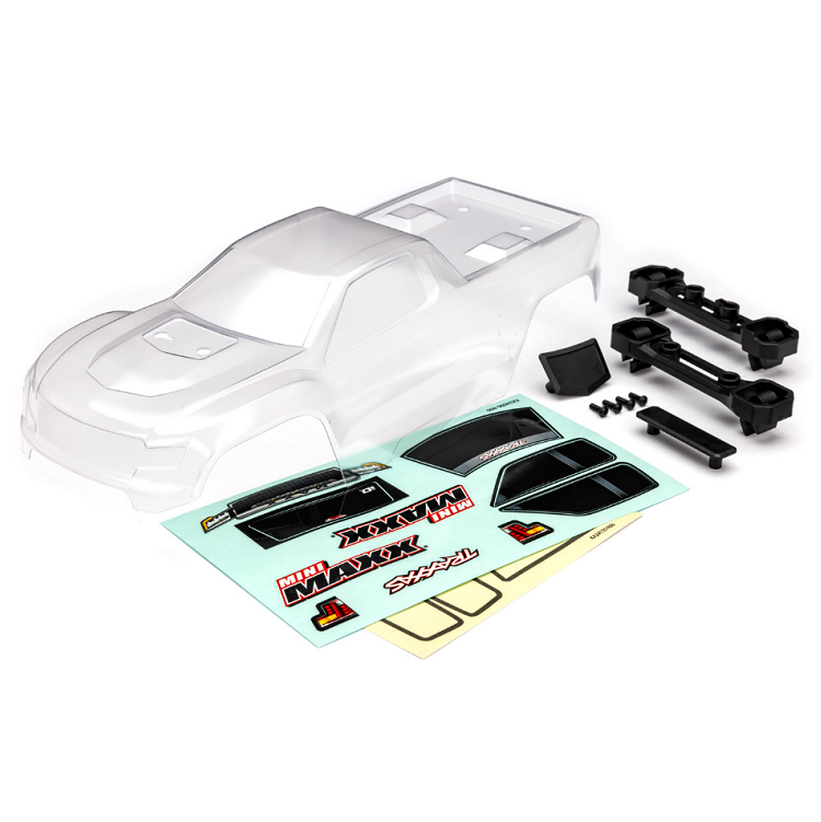 TRAXXAS Mini Maxx Clear Clipless Body Shell w/ Latches & Decals - 10711