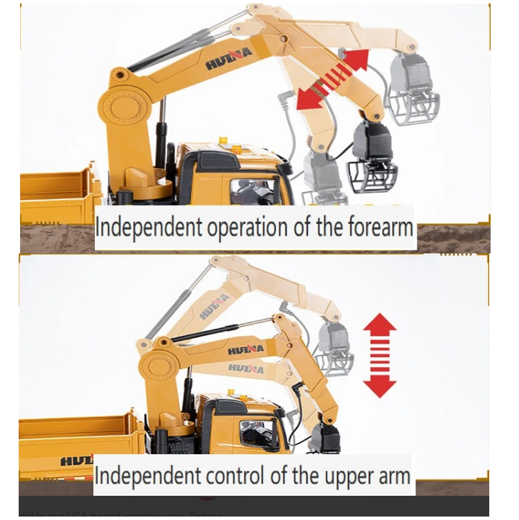 HUINA 1:14 Dump Truck with Arm Loader w/ Radio, Battery and Charger - HN1538