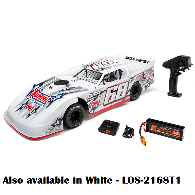 LOSI 22S White Late Model Dirt Oval SC Truck w/ 2.4Ghz Radio, Battery & Charger - LOS-2168T1