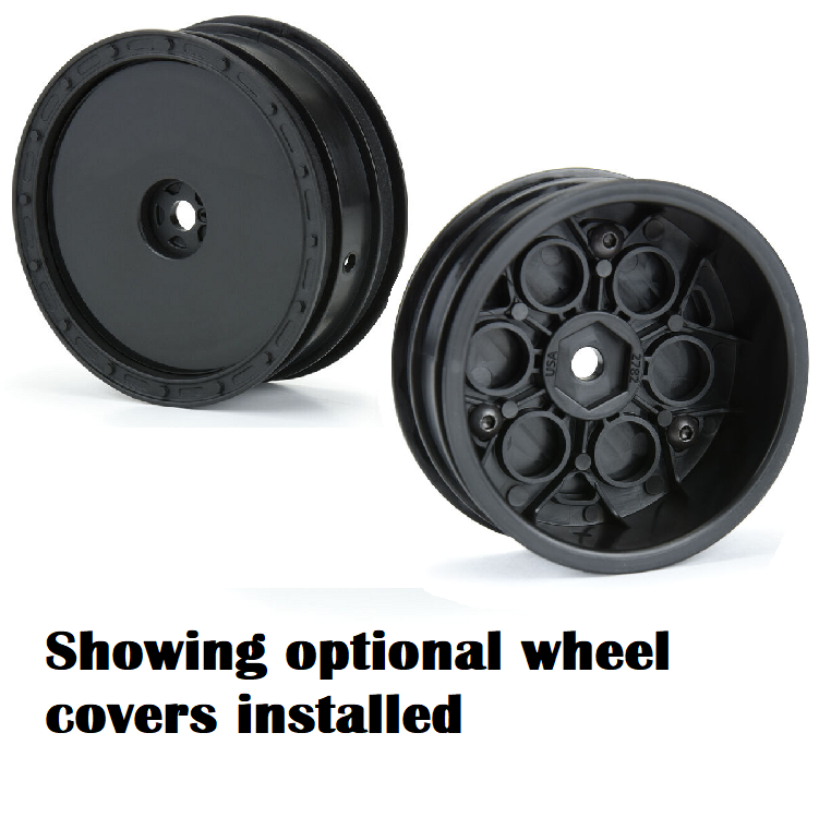 PROLINE SHOWTIME Fr 2.2in 1:10 Sprint Car Wheels Black w/ Opt. Covers 2pcs/ea - PRO278203