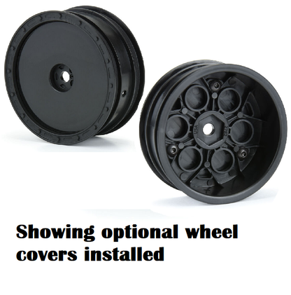 PROLINE SHOWTIME Fr 2.2in 1:10 Sprint Car Wheels Black w/ Opt. Covers 2pcs/ea - PRO278203