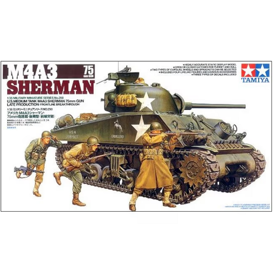 TAMIYA U.S. M4A3 Sherman Tank 75mm Gun Late Model 1:35 - 35250