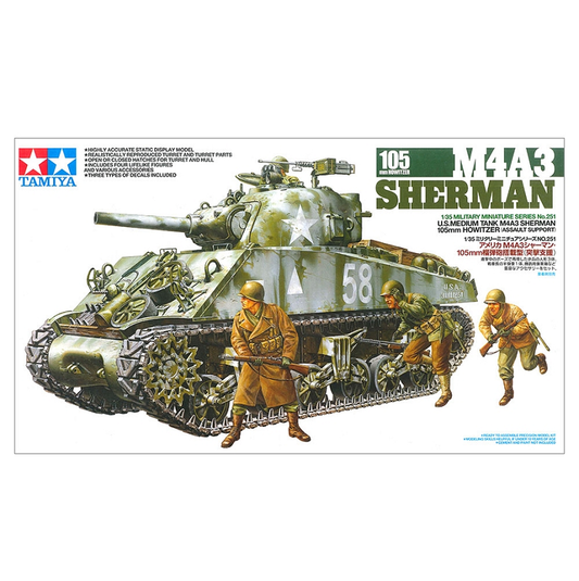TAMIYA U.S. M4A3 Sherman 105mm Howitzer Tank 1:35 - 35251