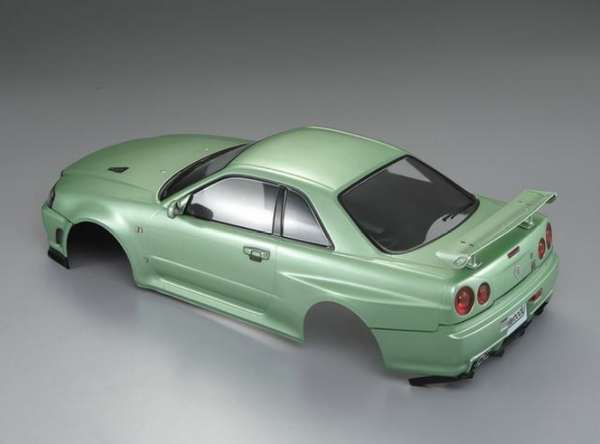 KILLERBODY Nissan Skyline R34 Green Painted Body Shell 195mmW x 257mmWB - KB48646