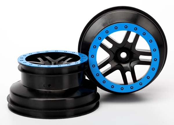 TRAXXAS SCT Wheels Black Split Spoke w/ Blue Beadlock 2pcs - 5884A