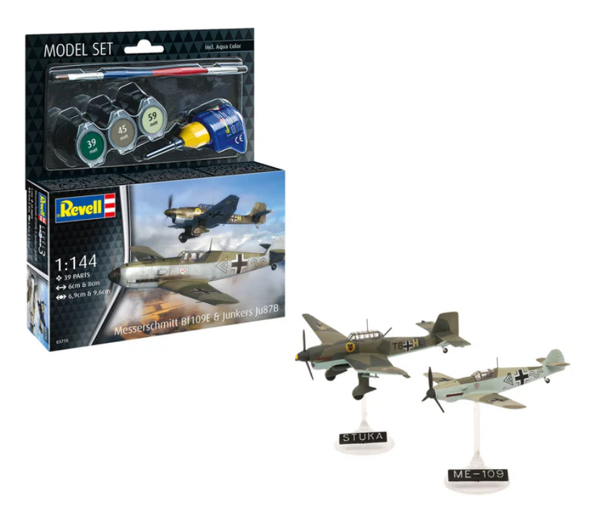REVELL Messerschmitt BF109E and JU87B Stuka Starter Set 1:144 - REV-63770