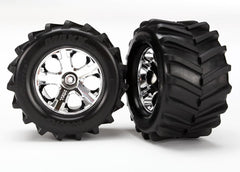 TRAXXAS Maxx Chevron Tyres on 2.8in All Star Chrome Wheels 2pcs - 6771