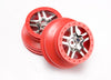 TRAXXAS SCT Split Spoke Chrome Wheels w/ Red Beadlock 2pcs - 6872A