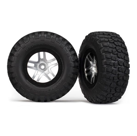 TRAXXAS SCT BFG Mud Terrain Tyres on 5-Spoke Satin Chrome Wheel w/ Black Beadlock 2pcs - 6873