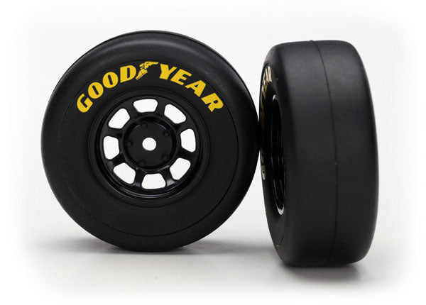 TRAXXAS Goodyear Thermal Slick Tyres on 8 Spoke Black Wheels 2pcs - 7378