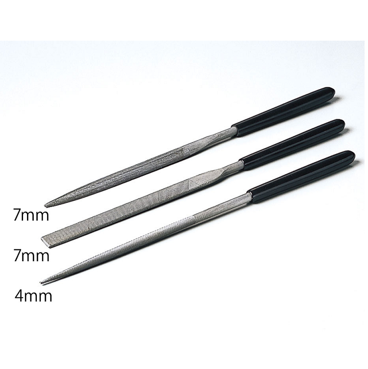 TAMIYA Basic Medium File Set Half Round, Round, Flat 3pcs - 74046