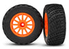 TRAXXAS SCT Gravel Pattern Tyres on Orange 12-Spoke Rally Wheels 2pcs - 7473A