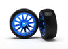 TRAXXAS LaTrax Slick Tyres on 12-spoke Blue Chrome Wheels 2pcs - 7573R
