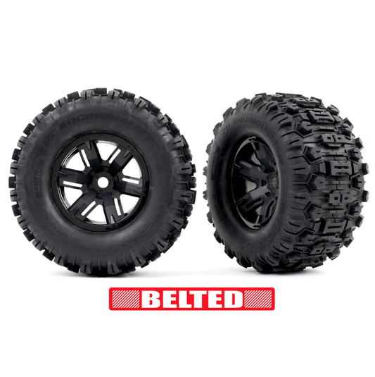 TRAXXAS X-MAXX Belted Sledgehammer Tyres on Black Wheels 2pcs - 7871