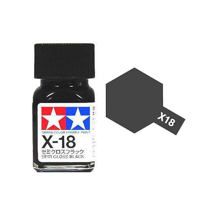 TAMIYA X-18 Semi Gloss Black Enamel 10ml - 80018