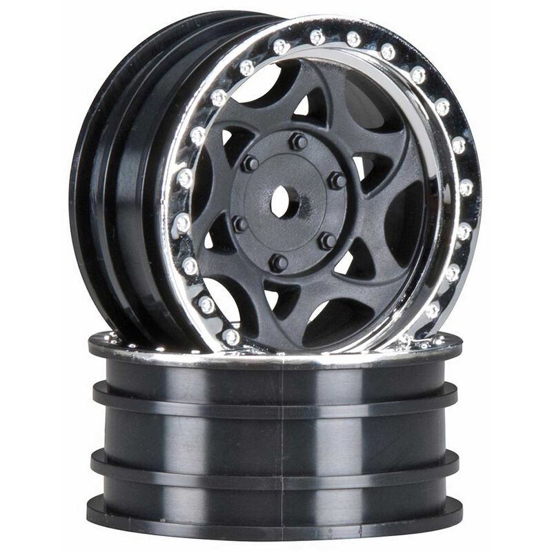 AXIAL 1.9in Walker Evans Black/ Chrome Wheels 2pcs AX8140 - AXIC8140