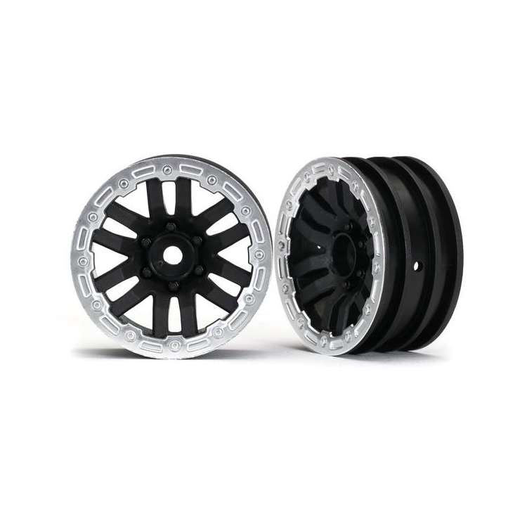 TRAXXAS 1.9in TRX-4 Black/ Satin Chrome Wheels 2pcs - 8271X