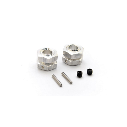 HOBAO 17mm Hex Hubs w/ Nuts, Pins & Grubscrews Aluminium 2sets - HB-87027