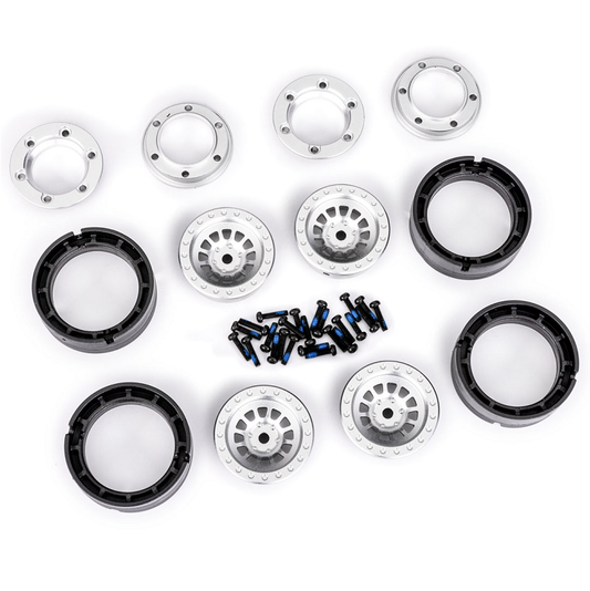TRAXXAS Silver Aluminium 1in Beadlock Wheels suit TRX-4M 4pcs - 9881-SLVR