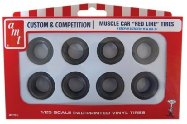 AMT Muscle Car Red Line Tyres 8pcs 1:25 - AMTPP013