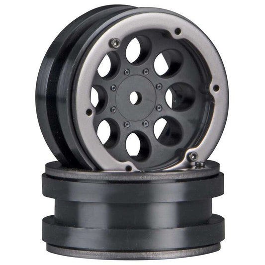 AXIAL 1.9in 8-Hole Beadlock Black Wheel w/ Grey Aluminium Bead 2pcs AX8087 - AXIC8087