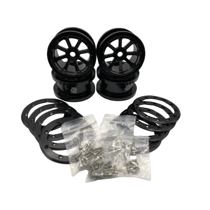 RCT 2.2in Aluminium Beadlock Wheels Black 4pcs - RCTCW22004B