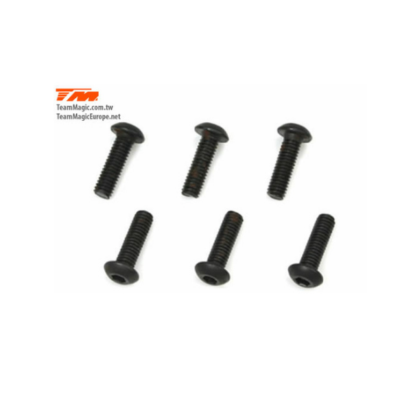 TEAM MAGIC 3x10mm Hex Drive Button Head Screw 6pcs - TM126310BU