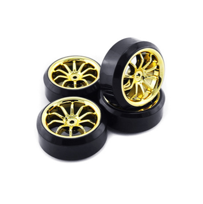 VISION 1:10 Hard Drift Tyres on 20-Spoke Gold Wheels 4pcs - VSKT636015G