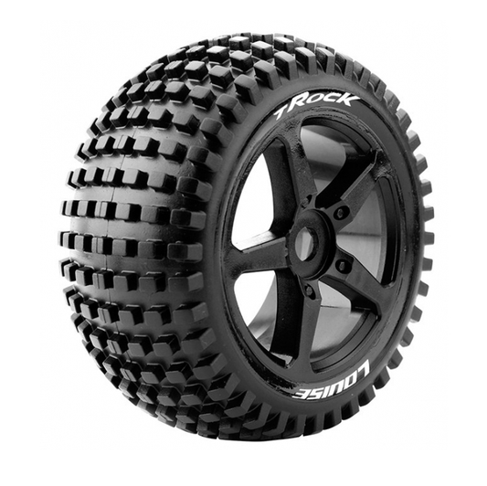 LOUISE T-ROCK 1:8 Truggy Off-Road Tyre on Black Spoke Wheel 2pcs - LT3251SB