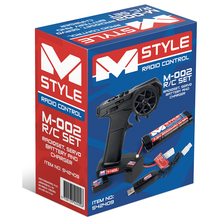 MSTYLE Electric Car Starter Set w/ 2.4ghz Radio & Receiver, Servo, Nimh Battery & USB Charger - MS-M-002