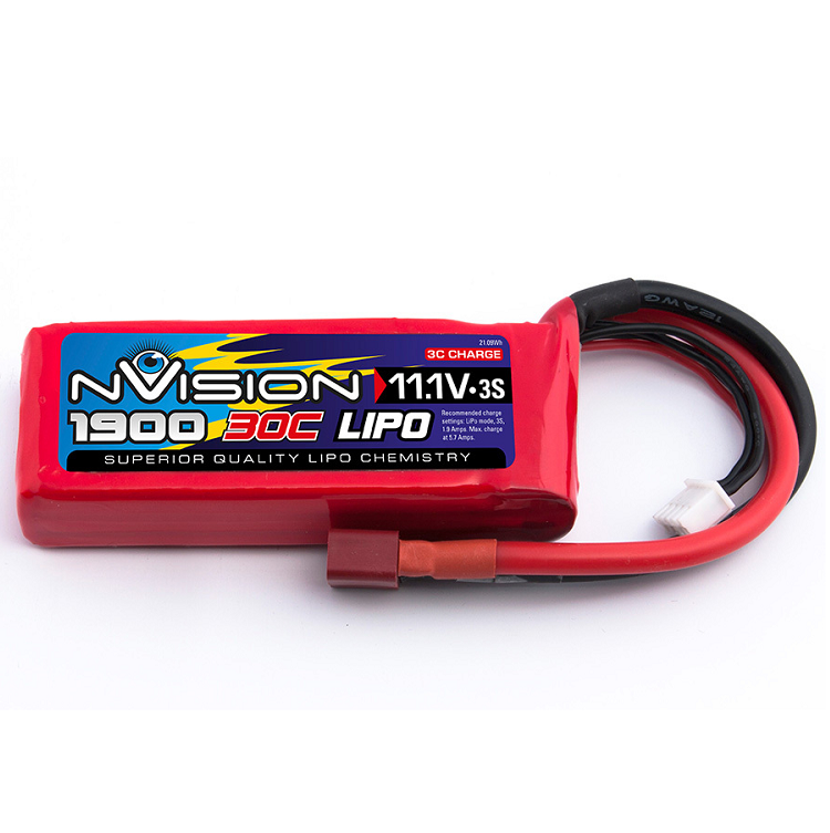NVISION 1900mah 11.1V 30C Lipo Battery w/ Deans Connector - NVO1809