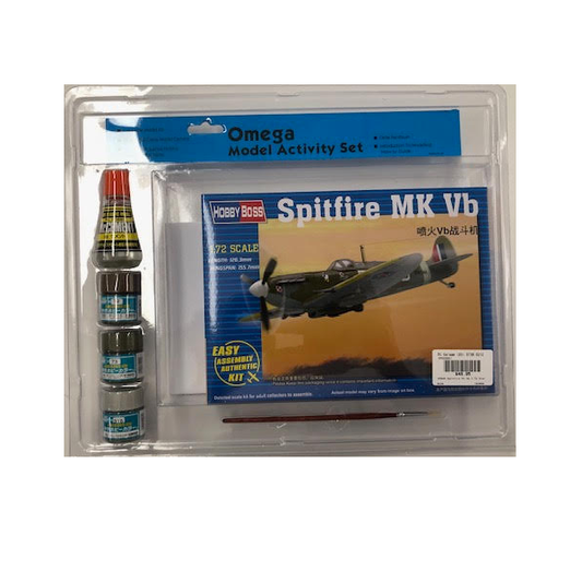OMEGA Spitfire Mk Vb 1:72 Starter Set w/ Glue, Paints & Brush - OM33001