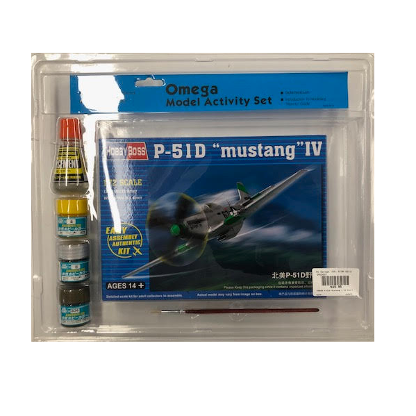 OMEGA P-51D Mustang 1:72 Starter Set w/ Glue, Paints & Brush - OM33007