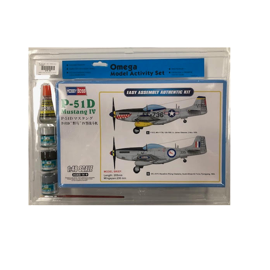 OMEGA P-51D Mustang IV 1:48 Starter Set w/ Glue, Paints & Brush - OM36004