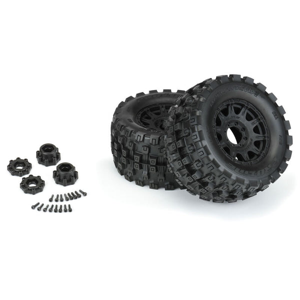 PROLINE BADLANDS 3.8in Belted MX38 MT Tyre on Raid Black Wheels w/ Removeable 17mm Hex 2pcs - PRO1016610