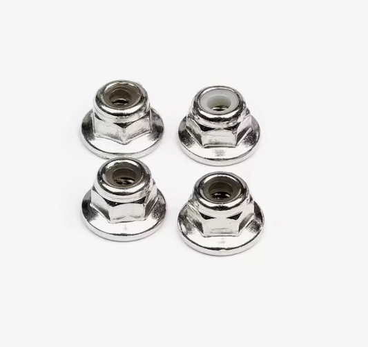 RCT 3mm Nyloc Nut Flanged Chrome 4pcs - RCT-3MM-F-NYLOC