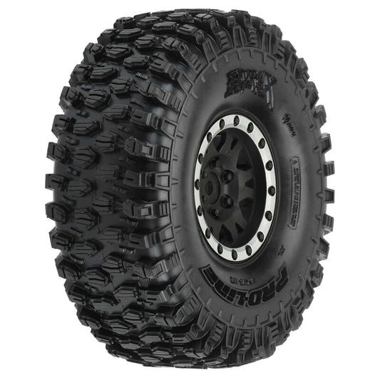 PROLINE HYRAX 1.9in Fr/Rr Predator Tyres on Impulse Black Wheels w/ Silver Bead Lock 2pcs - PRO1012812