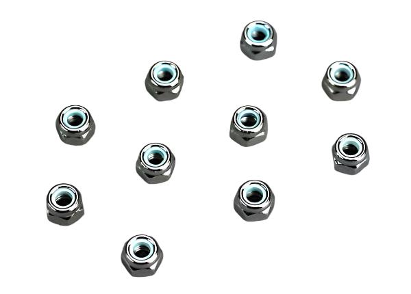 TRAXXAS 4mm Nyloc Nut Chrome 10pcs - 1747