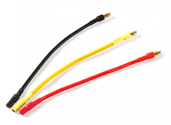 RCT 3.5mm Banana Plug Motor Extension Wire Set 14AWG 135mm 3pc/bag (3pc) - RCTC801A1