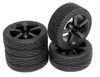 ABSIMA Onroad Radial Rubber Tyre with Black 5 Spoke Wheel 4pcs - AB2510006