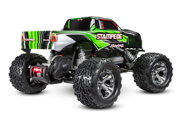 TRAXXAS STAMPEDE 2wd MONSTER TRUCK Green w/ LED Lights, Battery & Charger 36054-61GRN