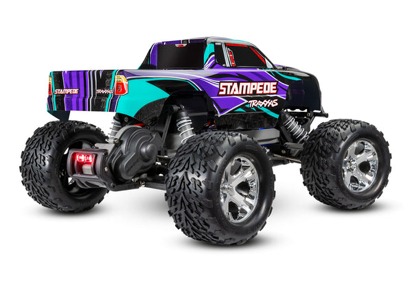 TRAXXAS STAMPEDE 2wd MONSTER TRUCK Purple w/ LED Lights, Battery & Charger 36054-61PRPL