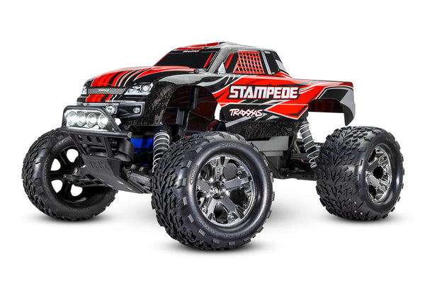 TRAXXAS STAMPEDE 2wd MONSTER TRUCK Red w/ LED Lights Battery & Charger 36054-61RED