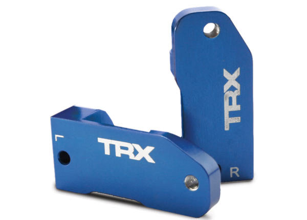 TRAXXAS 30deg Caster Blocks Blue Aluminium w/ Screw Pins - 3632A