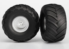 TRAXXAS Terra Groove Dual Profile Tyres on Satin Chrome Deep Dish Wheels 2pcs - 3663